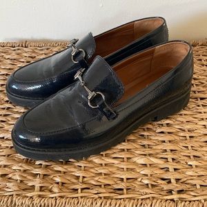 Franco Sarto Patent Navy Loafers - Size 7.5
